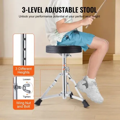 VEVOR Schlagzeugset, 3-teilig, Drum Set mit verstellbarem Thron-Becken-Pedal, zwei Paar Drumsticks, ca. 20 cm Tom Drum, 25 cm Snare Drum, 36 cm Bass Drum, Starter-Schlagzeugset für Kinder, blau – Bild 4