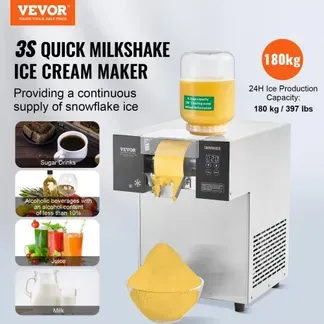 VEVOR Kommerzielle Schneeflocken-Eismaschine Schneeeisbereiter, 180kg/Tag Schneeflocken-Eismaschine, Edelstahl-Eisrasierer, elektrischer Schneekegel-Maker, Luftkühlsystem mit Touch-Screen VEVOR Kommerzielle Schneeflocken-Eismaschine Schneeeisbereiter, 180kg/Tag Schneeflocken-Eismaschine, Edelstahl-Eisrasierer, elektrischer Schneekegel-Maker, Luftkühlsystem mit Touch-Screen