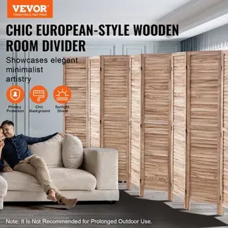 VEVOR Raumteiler Paravent 8-teiliger faltbarer Sichtschutz, 325 cm langer Raumteiler, tragbarer Dekorationsschirm zur Raumtrennung mit europäischem Still für Restaurant Schlafzimmer Holzfarbe VEVOR Raumteiler Paravent 8-teiliger faltbarer Sichtschutz, 325 cm langer Raumteiler, tragbarer Dekorationsschirm zur Raumtrennung mit europäischem Still für Restaurant Schlafzimmer Holzfarbe