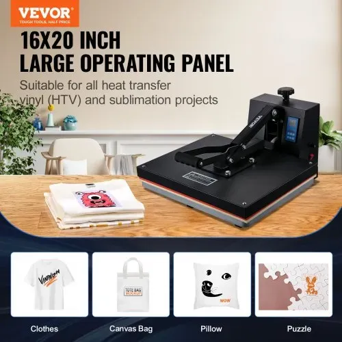 VEVOR Wärmepresse 1700 W Leistung, Wärmepresse, schnelles Aufheizen, Hochdruck-Wärmepresse für T-Shirts, digitaler industrieller Sublimationsdrucker für Wärmeübertragungsvinyl 40,6 x 51 cm VEVOR Wärmepresse 1700 W Leistung, Wärmepresse, schnelles Aufheizen, Hochdruck-Wärmepresse für T-Shirts, digitaler industrieller Sublimationsdrucker für Wärmeübertragungsvinyl 40,6 x 51 cm