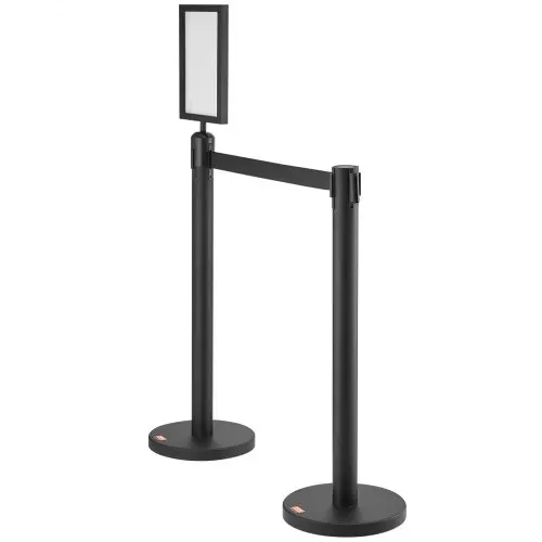 VEVOR Personenleitsystem Absperrband Absperrständer 6-teilig, 2 m x 48 mm Schwarzer Einziehbarer Gürtel, Personenleitsystem Absperrpfosten mit Schildern für Flughäfen, Messen, Wettkampforte usw. – Bild 9