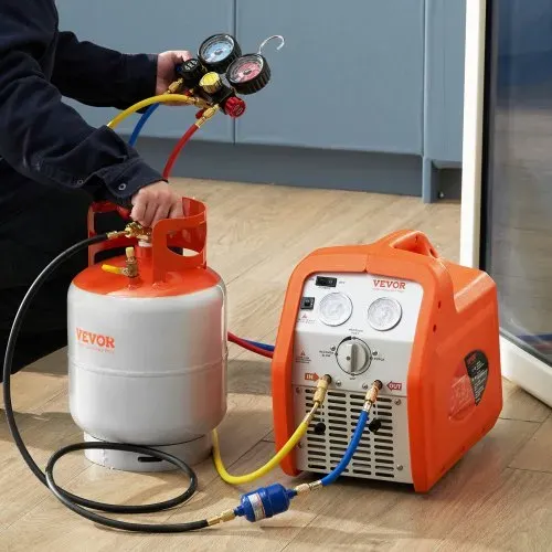 VEVOR Kältemittel-Ausgleichsbehälter, 50 Pfund Fassungsvermögen, tragbarer 400-psi-Zylindertank mit Y-Ventil für Flüssigkeit/Dampf, hochversiegelter Ausgleichsbehälter für R22/R134A/R410A, Orange+Grau – Bild 7