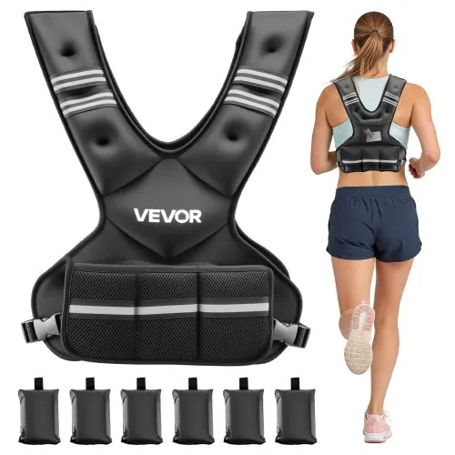 VEVOR verstellbare Gewichtsweste 5-9,1 kg, mit 6 Ironsand-Gewichten & reflektierendem Streifen, Körpergewichtswesten-Trainingsset für Männer & Frauen, Trainingsgerät für Krafttraining Laufen VEVOR verstellbare Gewichtsweste 5-9,1 kg, mit 6 Ironsand-Gewichten & reflektierendem Streifen, Körpergewichtswesten-Trainingsset für Männer & Frauen, Trainingsgerät für Krafttraining Laufen