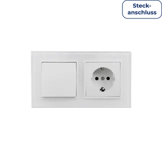 Schalter und Steckdosen Set McPower Flair “Tür 2-fach-Style Profi“ Glasrahmen, Steckanschluss Schalter und Steckdosen Set McPower Flair “Tür 2-fach-Style Profi“ Glasrahmen, Steckanschluss