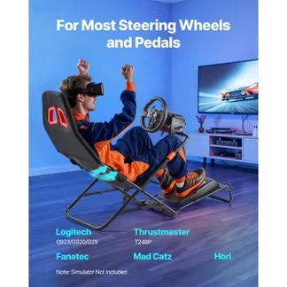VEVOR Lenkradständer, Faltbarer & Verstellbarer Rennsimulator-Cockpit, 620 mm breit, Kompatibel mit Logitech G923/G920/G29, Thrustmaster T248P, Fanatec, Hori, Mad Catz, Schwarz VEVOR Lenkradständer, Faltbarer & Verstellbarer Rennsimulator-Cockpit, 620 mm breit, Kompatibel mit Logitech G923/G920/G29, Thrustmaster T248P, Fanatec, Hori, Mad Catz, Schwarz