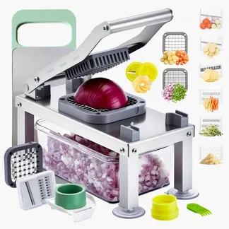 VEVOR Gemüseschneider, Mandolinenschneider, All-in-1-Multischneider mit 9 Klingen, Käsereibe, Zwiebel- & Kartoffelwürfelschneider mit Behälter, Salatspiralschneider, Küchenhelfer & -utensilien VEVOR Gemüseschneider, Mandolinenschneider, All-in-1-Multischneider mit 9 Klingen, Käsereibe, Zwiebel- & Kartoffelwürfelschneider mit Behälter, Salatspiralschneider, Küchenhelfer & -utensilien