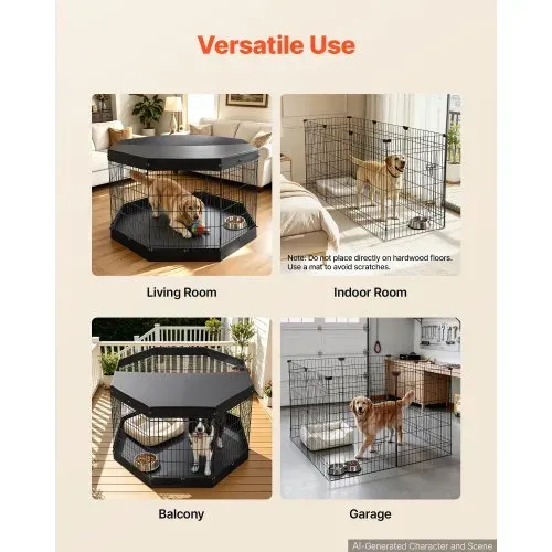 VEVOR Welpenauslauf Welpenlaufstall 91 cm 8-tlg. mit Deckel & Bodenmatte, Spielplatz für Große Hunde Katzen & Andere Kleintiere Faltbar Durch die Verschiedenen Formen Vielfältig Einsetzbar – Bild 5