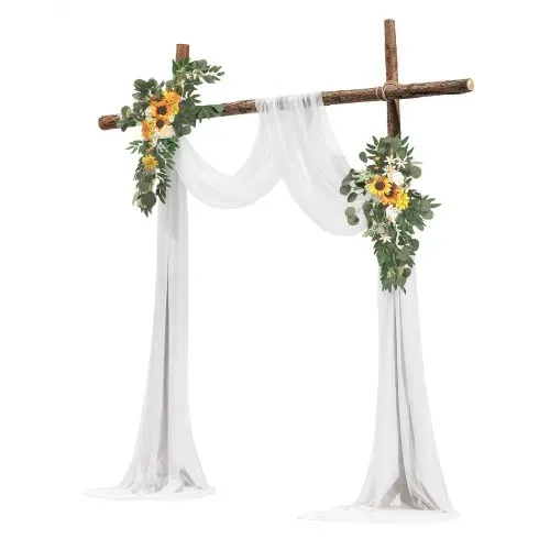 VEVOR Blumen für Hochzeit Bogen, gelbe Blumen für Traubogen mit Vorhängen (3er-Set) – 2 Blumenarrangements, 1 transparente Vorhänge, für Zeremoniensträuße, Empfangshintergrunddekoration – Bild 9