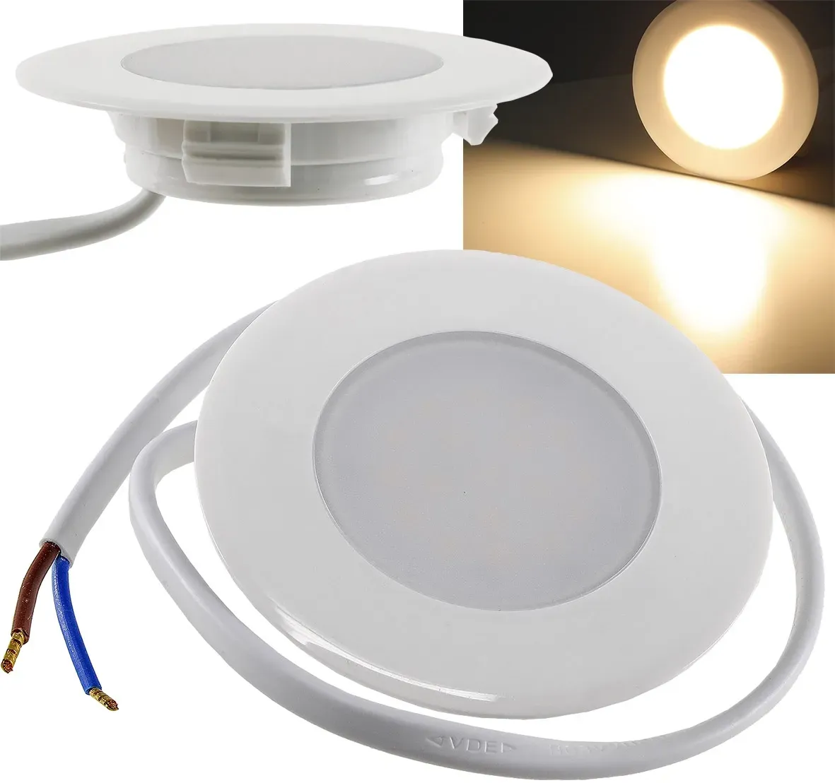 LED-Einbauleuchte “EBL-HV65w”, weiß 230V, 2W, 2900K, 230lm, warmweiß LED-Einbauleuchte “EBL-HV65w”, weiß 230V, 2W, 2900K, 230lm, warmweiß