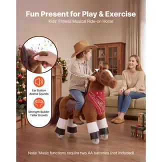 VEVOR Reitpferd auf Rollen 76cm, 50kg Belastbares Stehpferd mit Soundfunktion, Spielpferd mit Erhöhtem Sitz Griffen & Pedalen, Braunes Schaukelpferd zum Draufsitzen & Reiten für Kinder von 3-6 Jahren VEVOR Reitpferd auf Rollen 76cm, 50kg Belastbares Stehpferd mit Soundfunktion, Spielpferd mit Erhöhtem Sitz Griffen & Pedalen, Braunes Schaukelpferd zum Draufsitzen & Reiten für Kinder von 3-6 Jahren