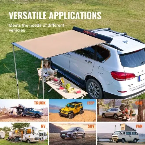 VEVOR Fahrzeugmarkise 1,4 x 2,01 m Schattenabdeckung Autoseitenmarkise PU3000mm UV50+ – Bild 5