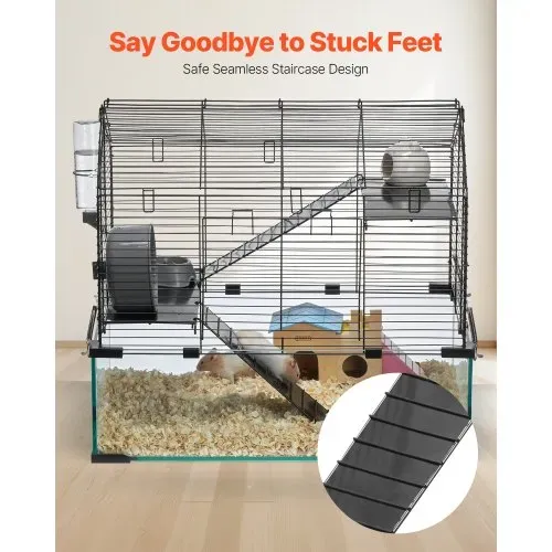 VEVOR Hamsterkäfig, 360°-Sicht, transparenter Hamsterlebensraum, Kleintierkäfig, 58x38x54 cm, belüfteter Mäusekäfig mit Wasserflasche, tragbares Hamsterhaus für Ratten, Meerschweinchen – Bild 4