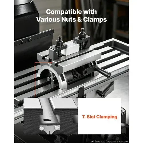 VEVOR Winkeltisch Schwenkbar 178x127 mm 0-45° Links & Rechts Verstellbar, Frästisch zur Verwendung auf Fräsmaschinen & Bohrmaschinen, Gusseisen Konstruktion, 3 T-Nuten, Skala mit 1-Grad-Schritten – Bild 5