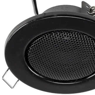 Decken-Einbaulautsprecher „CTE-8W“ Halogen-Look, 8cm Ø, 6cm Einbau, schwarz Decken-Einbaulautsprecher „CTE-8W“ Halogen-Look, 8cm Ø, 6cm Einbau, schwarz