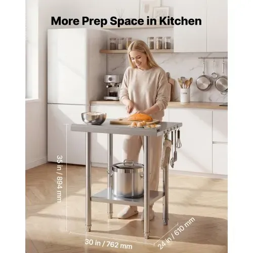 VEVOR Edelstahltisch Gastro 762 x 610 x 894 mm, Verstellbarer Edelstahltisch mit Aufkantung, Arbeitstisch mit Grundboden für Restaurant Schwerlast Obere Ablage (204 kg) Untere Ablage (168 kg) VEVOR Edelstahltisch Gastro 762 x 610 x 894 mm, Verstellbarer Edelstahltisch mit Aufkantung, Arbeitstisch mit Grundboden für Restaurant Schwerlast Obere Ablage (204 kg) Untere Ablage (168 kg)