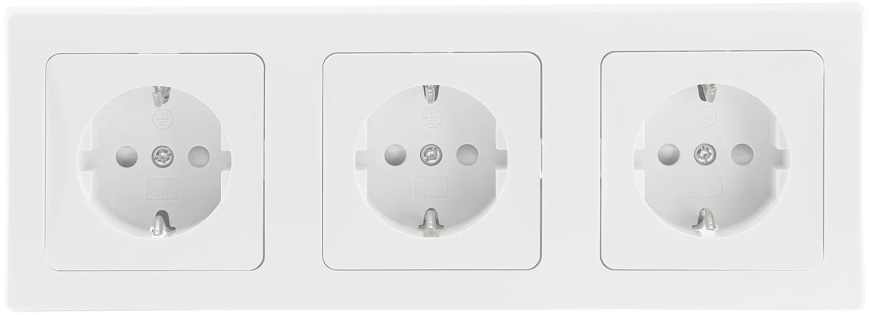 DELPHI Set 3 Steckdosen + 3-fach Rahmen 250V~/ 16A, Steckanschluss, weiß DELPHI Set 3 Steckdosen + 3-fach Rahmen 250V~/ 16A, Steckanschluss, weiß