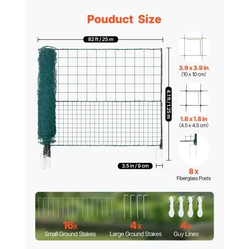 VEVOR Begrenzungszaun 25×1,25 m, Weidezaun aus PE, Mobiler Hundezaun mit Doppelspitzenpfählen & Abspannseilen, Hühnerzaun, Gartenzaun, Campingzaun für Hunde, Hühner, Pflanzen, Außenbereiche VEVOR Begrenzungszaun 25×1,25 m, Weidezaun aus PE, Mobiler Hundezaun mit Doppelspitzenpfählen & Abspannseilen, Hühnerzaun, Gartenzaun, Campingzaun für Hunde, Hühner, Pflanzen, Außenbereiche