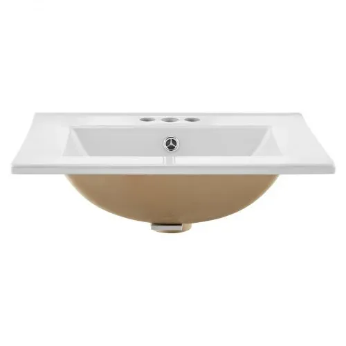 VEVOR Halbeinbauwaschbecken Handwaschbecken 510 x 465 mm rechteckiges Aufsatzwaschbecken mit Überlauf & 3 Wasserhahnlöchern, modernes Einbauwaschbecken für kleine Räume Küchen Badezimmer Weiß – Bild 10
