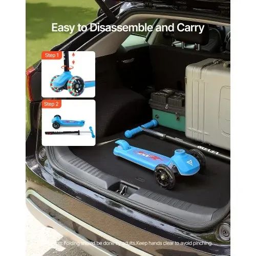 VEVOR Scooter (3 Räder) ab 3 Jahren, Cityroller Kinderroller mit leuchtenden Rädern & höhenverstellbarem Lenker & rutschfestem Deck & leichtem Aluminiumrahmen, Tretroller bis zu 75 kg, Blau – Bild 5