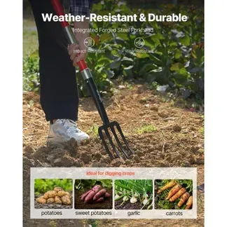 VEVOR Dunggabel, 4-Zinken-Heugabel mit Fiberglasstiel, 1150 mm Mistgabel, Mistforke mit Y-Griff, Spatengabel aus geschmiedetem Stahl für Heu, Kartoffelkompostierung, Umpflanzen und Belüftung VEVOR Dunggabel, 4-Zinken-Heugabel mit Fiberglasstiel, 1150 mm Mistgabel, Mistforke mit Y-Griff, Spatengabel aus geschmiedetem Stahl für Heu, Kartoffelkompostierung, Umpflanzen und Belüftung