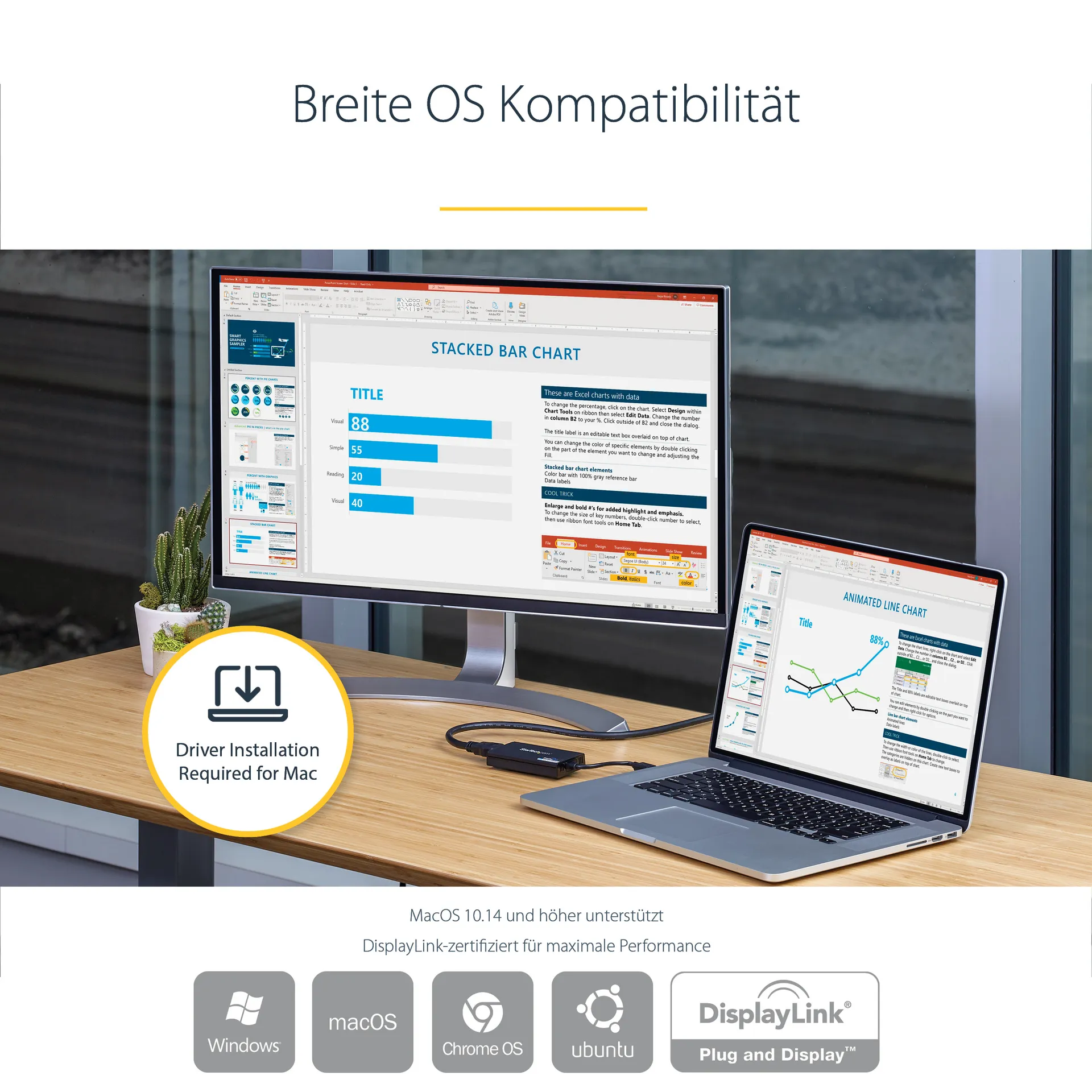 StarTech.com USB 3.0 auf HDMI Adapter - 4K 30Hz Ultra HD - DisplayLink zertifiziert - USB-A auf HDMI Display Adapter Konverter für Monitor - Externe Monitor Grafikkarte - Mac & Windows – Bild 7