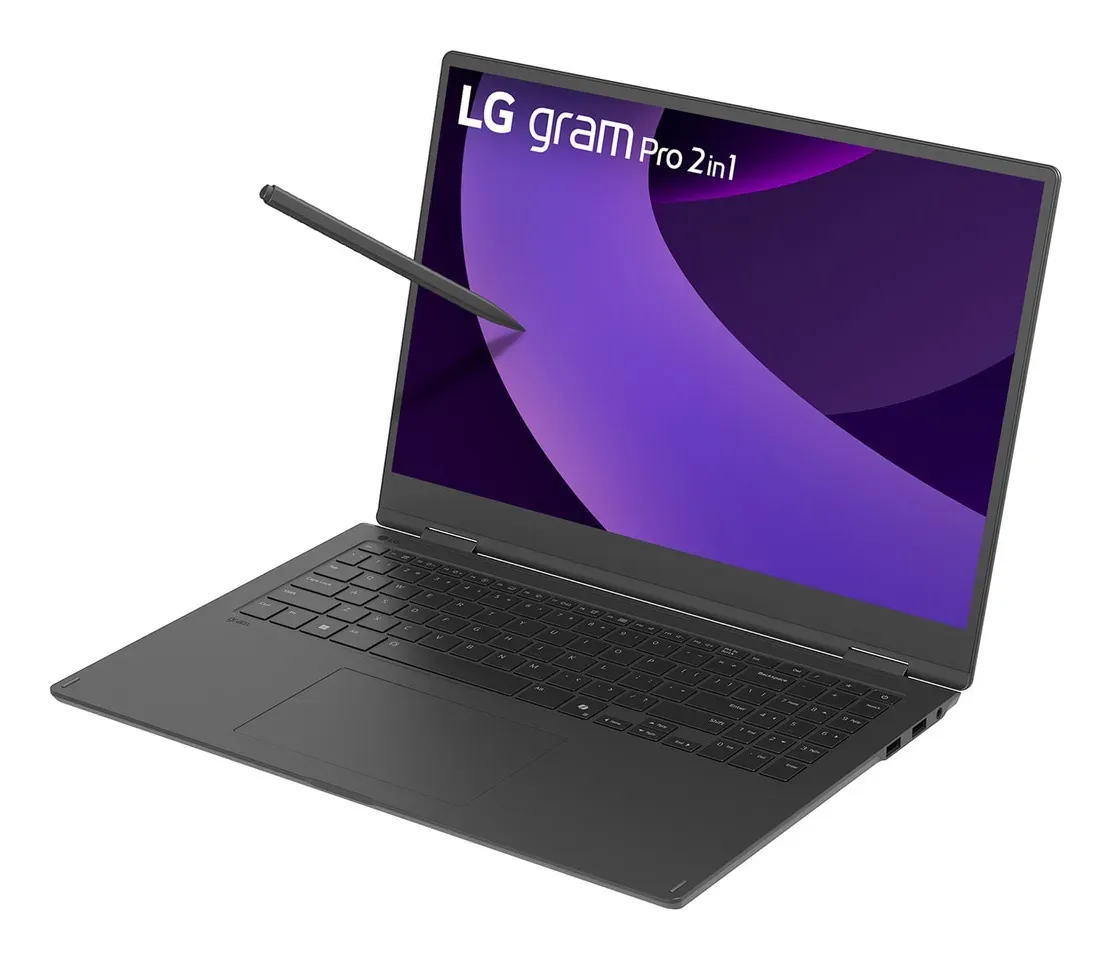 LG Gram Pro 16TB90TP Intel Core Ultra 7 255H Hybrid (2-in-1) 40,6 cm (16") Touchscreen WQXGA+ 16 GB LPDDR5x-SDRAM 1 TB SSD Wi-Fi 7 (802.11be) Windows 11 Pro Deutsch Schwarz – Bild 3