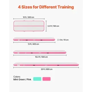 VEVOR Aufblasbare Gymnastikmatte 300x100x10 cm Airtrack-Turnmatte für Training, Wettkampfsport & Yoga, mit Rutschfester Oberfläche, 600-W-Elektroluftpumpe, Reparaturflicken, Düsen & Tasche, Pink VEVOR Aufblasbare Gymnastikmatte 300x100x10 cm Airtrack-Turnmatte für Training, Wettkampfsport & Yoga, mit Rutschfester Oberfläche, 600-W-Elektroluftpumpe, Reparaturflicken, Düsen & Tasche, Pink
