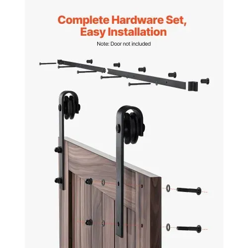 VEVOR Schiebetürsystem 183 cm Laufschiene, Schiebetürbeschlag Tragkraft 150 kg, kompatibel mit 914 mm max. Breite und 34,92 bis 44,45 mm Dicke, Schiene & J-förmige Rolle, schwarz – Bild 4