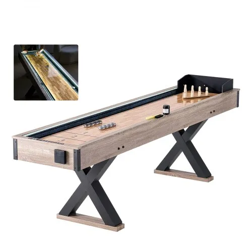 VEVOR Shuffleboard-Tisch, 9 Fuß langes Shuffleboard mit LED-Beleuchtung für das Familienspielzimmer, 2-in-1-Shuffleboard- und Bowling-Kombispielset, mit kratzfestem Spielfeld, Beinen, 8 Pucks, Bowlingset, Wachs, Bürste VEVOR Shuffleboard-Tisch, 9 Fuß langes Shuffleboard mit LED-Beleuchtung für das Familienspielzimmer, 2-in-1-Shuffleboard- und Bowling-Kombispielset, mit kratzfestem Spielfeld, Beinen, 8 Pucks, Bowlingset, Wachs, Bürste