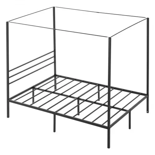 VEVOR Himmelbettrahmen (Full Size), Metallhimmelbett mit Himmelbett-Design (363 kg belastbar), robuste Stahllattenstütze (Quadrat), Stauraum unter dem Bett, kein Boxspring erforderlich, Schwarz – Bild 9