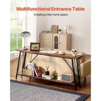 VEVOR schmaler Konsolentisch Eingangstisch (180 cm Länge / 45,3 kg belastbar), 2-stufiger Flurtisch Beistelltisch Sofatisch mit Metallrahmen, für Eingangsbereich Flur Wohnzimmer Schlafzimmer VEVOR schmaler Konsolentisch Eingangstisch (180 cm Länge / 45,3 kg belastbar), 2-stufiger Flurtisch Beistelltisch Sofatisch mit Metallrahmen, für Eingangsbereich Flur Wohnzimmer Schlafzimmer