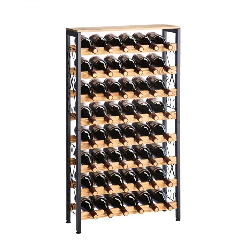 VEVOR Weinregal für 48 Flaschen, 8-stöckig, freistehendes Flaschenregal mit 80 kg Gesamtbelastbarkeit & verstellbaren Füßen, Weinflaschenständer für Küche Bar, Weinflaschenhalter Schwarz VEVOR Weinregal für 48 Flaschen, 8-stöckig, freistehendes Flaschenregal mit 80 kg Gesamtbelastbarkeit & verstellbaren Füßen, Weinflaschenständer für Küche Bar, Weinflaschenhalter Schwarz