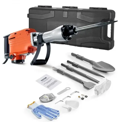 VEVOR Abrisswagenheberhammer, 2200 W, Elektrischer Jackhammer, Strapazierfähig, 1400 BPM Betonbrecher 4 Stück Meißel Bit, Handschuhe – Bild 8