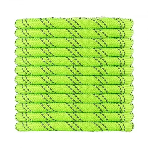 VEVOR Polyesterseil 19,1 mm x 67 m Doppelt Geflochtenes Zugseil Neongrün, Allzweckseil für Festmacher Kletter Camping & Outdoor, 8800 kg Bruchlast, 24 Außen- & 26 Innenstränge, Reflektierendes Design – Bild 8