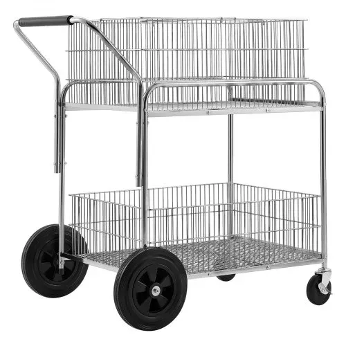 VEVOR Rollbarer Aktenwagen, 2-stöckig, fahrbarer Draht-Postwagen mit feststellbaren Rädern, für Büroarchive, robuster Aktenordner-Organizer, Tragkraft 120 kg, Maße: 95,4 x 56,9 x 96,5 cm – Bild 8