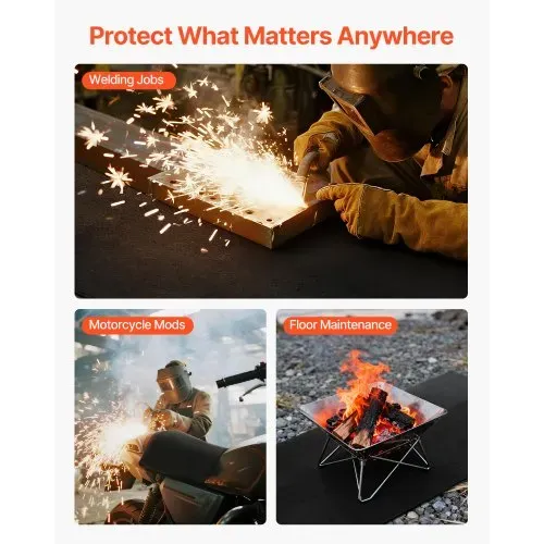 VEVOR Löschdecke, 2er-Pack 508x914 mm flammhemmende Schweißdecke aus Carbonfilz, bis zu 982 °C hitzebeständige Brandschutzdecke, 3,5 mm dicke feuerfeste Isoliermatte, Feuerlöschdecke – Bild 3