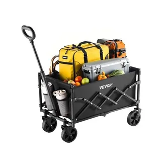 VEVOR Bollerwagen 66x45x46 cm, 102 kg faltbarer Transportwagen mit Geländerädern, Outdoor-Allzweckwagen mit verstellbarem Griff, Campingwagen für Strand, Lebensmittelgeschäft, Garten, Schwarz VEVOR Bollerwagen 66x45x46 cm, 102 kg faltbarer Transportwagen mit Geländerädern, Outdoor-Allzweckwagen mit verstellbarem Griff, Campingwagen für Strand, Lebensmittelgeschäft, Garten, Schwarz