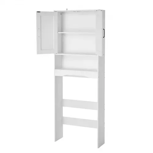 VEVOR Toilettenschrank Badezimmerschrank mit Doppeltür & verstellbarem Regal, platzsparender 3-stöckiger Badschrank über der Toilette mit offenem Regal, 600x210x1651 mm Aufbewahrungsschrank Weiß – Bild 10