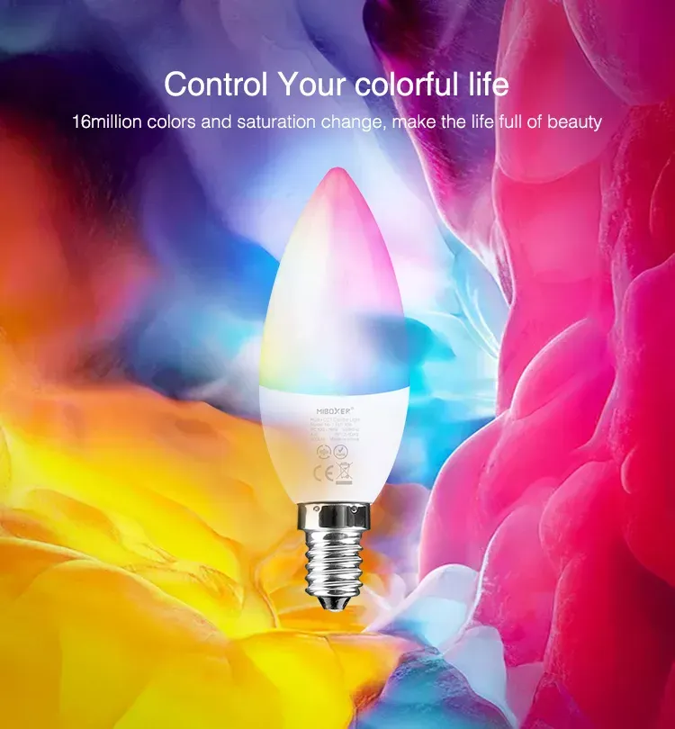 MiBoxer FUT108 LED Retrofit E14 4W RGB-WW (RGB-CCT) Candle Light MiBoxer FUT108 LED Retrofit E14 4W RGB-WW (RGB-CCT) Candle Light