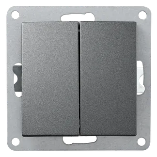 Serien-Schalter McPower “Flair“, 2-fach, 250V~/10A, UP, anthrazit Serien-Schalter McPower “Flair“, 2-fach, 250V~/10A, UP, anthrazit