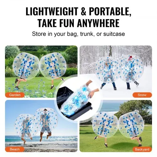 VEVOR Aufblasbarer Bump Ball Bumper Stoßball 1 Stk. 1,2 m x 1,03 m, Menschlicher Kollisionsball, PVC-Körperblasen-Bounce-Ball für Outdoor-Aktivitäten, Transparent + Blaue Punkte Aufblasbar Bumper Ball – Bild 5