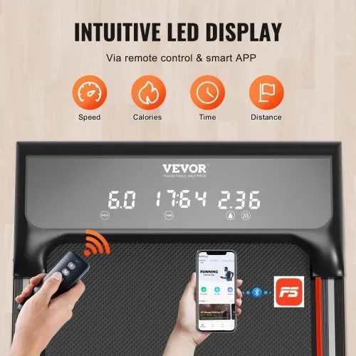 VEVOR Walking Pad Laufband unter den Schreibtisch, Laufband zum Arbeiten, funktionierendes Laufband mit 120 kg Tragkraft, tragbares Pad mit 2,5 PS, Fernbedienung LED-Anzeige 1-6 km/h Einstellbar – Bild 5
