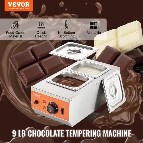 VEVOR Schokolade Schmelztiegel Kommerzielle Elektrische Schokolade Schmelzgerät 800 W, Schmelztiegel Schmelztiegel Edelstahl, 2 x 3,5 L Behälter Schokolade Schmelzmaschine Schmelztiegel Topf VEVOR Schokolade Schmelztiegel Kommerzielle Elektrische Schokolade Schmelzgerät 800 W, Schmelztiegel Schmelztiegel Edelstahl, 2 x 3,5 L Behälter Schokolade Schmelzmaschine Schmelztiegel Topf