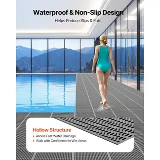VEVOR Drainagematte PVC (0,9 m x 15 m), Rutschfeste PVC-Bodenmatte Spritzschutzmatte für Nassbereiche, Hohlmattenrolle, Antirutschmatte für Schwimmbäder, Terrassen, Badezimmer & Toiletten, Schwarz VEVOR Drainagematte PVC (0,9 m x 15 m), Rutschfeste PVC-Bodenmatte Spritzschutzmatte für Nassbereiche, Hohlmattenrolle, Antirutschmatte für Schwimmbäder, Terrassen, Badezimmer & Toiletten, Schwarz
