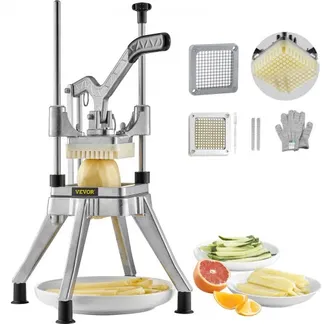 VEVOR Kartoffelschneider Pommes Frites Schneider 0,64cm Frittenschneider Gemüseschneider Kommerzieller Zerkleinerer Obstschneidemaschine mit 2 Ersatzklingen, Edelstahl Zerhacker Gemüseschneider VEVOR Kartoffelschneider Pommes Frites Schneider 0,64cm Frittenschneider Gemüseschneider Kommerzieller Zerkleinerer Obstschneidemaschine mit 2 Ersatzklingen, Edelstahl Zerhacker Gemüseschneider