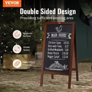 VEVOR Kundenstopper Werbeaufsteller mit Holzrahmen 508 x 1016 mm, Werbetafel Aufsteller 432 x 750 mm Speisetafel Braun inkl. 8 Kreidemarker zum Schreiben mit Kreide für Restaurants, Bars usw. VEVOR Kundenstopper Werbeaufsteller mit Holzrahmen 508 x 1016 mm, Werbetafel Aufsteller 432 x 750 mm Speisetafel Braun inkl. 8 Kreidemarker zum Schreiben mit Kreide für Restaurants, Bars usw.