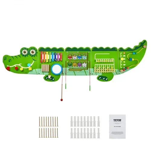 VEVOR 9-in-1 Montessori Busy Board, Montessori Motorikbrett für Bildung Frühe Entwicklung, Sensorisches Wandpaneel aus Holz für Kinder von 3-12 Jahren, Krokodil-Wandspiel für Kindergarten Spielzimmer – Bild 8