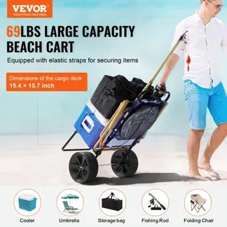 VEVOR Strandkarre Bollerwagen Sandwagen, Strandwagen 31 kg Tragkraft, Zusammenklappbarer Sandwagen aus Stahl, 380 x 386 mm Handwagen Robuster Wagen für den Strand Gerätewagen VEVOR Strandkarre Bollerwagen Sandwagen, Strandwagen 31 kg Tragkraft, Zusammenklappbarer Sandwagen aus Stahl, 380 x 386 mm Handwagen Robuster Wagen für den Strand Gerätewagen