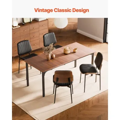 VEVOR Retro-Esszimmerstuhl (2 Stk.) eleganter gepolsterter Leder-Beistellstuhl (158,76 kg belastbar) für Esstische, platzsparender Küchentischstuhl mit dicken Kissen & Metallbeinen, Schwarz Café – Bild 5