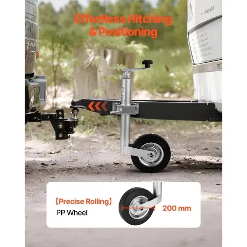 VEVOR Stützrad bis 150 kg Belastbar, Bugrad 550–780 mm Höhenverstellbar, Anhängerrad, Anhängerstütze mit Einzelrad & ergonomischem Griff, geeignet für Anhänger, Wohnwagen & Boots – Bild 3